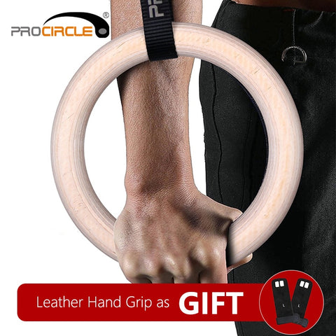 Procircle Wood Gymnastic Rings 28/32 mm Gym Rings with Adjustable